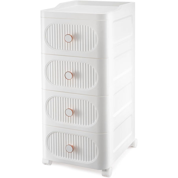 Mobile Storage Cabinet with Drawers, Slim Rolling Storage Unit for Bathroom, Bedroom, Living Room, Freestanding Organiser for Toiletries, Cosmetics & Household Items, 3/4 Layers Storage Cabinet