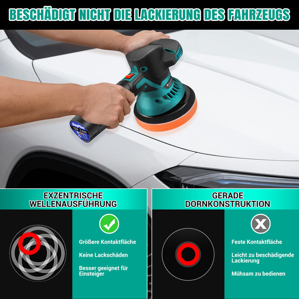Cordless Car Buffer Polisher Machine Kit with 2X Rechargeable Batteries, 8 Variable Speed 2800-5500RPM, Portable Polishing Waxer for Detailing/Waxing Polishing Kit for Car Detailing Scratch Removing