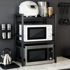 2/3 Layer Expandable Kitchen Microwave Stand with 6 Hooks, Designed for Efficient Utensil Organization, Adjustable Width Fits Most Microwaves, Promoting Orderliness And Ease In The Kitchen Festival Gifts