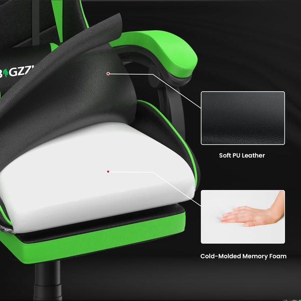 GartistGo Gaming Chair With footrest,Computer Chairs with Lumbar Cushion + Headrest, Height-Adjustable Office Chair for Adults, Girls, Boys