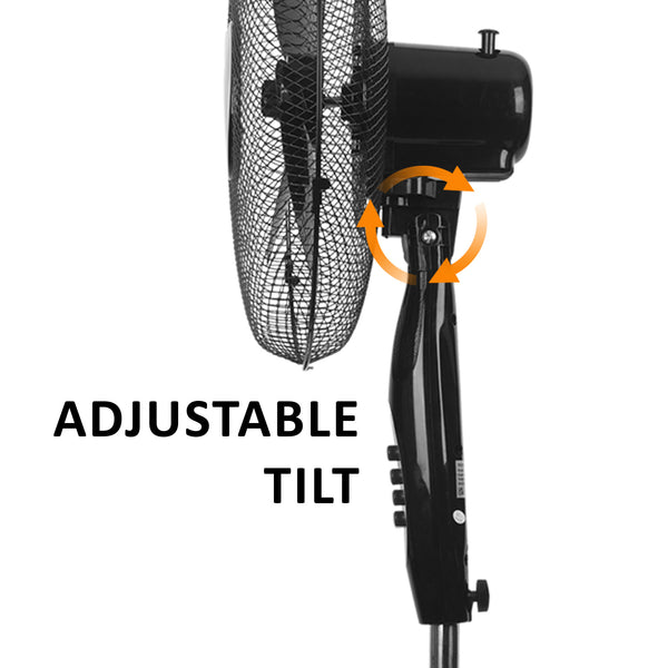 16inch Oscillating Pedestal Floor Fan 39W Standing Cooling 3 Speed Cool Air Setting 5-Blade Black