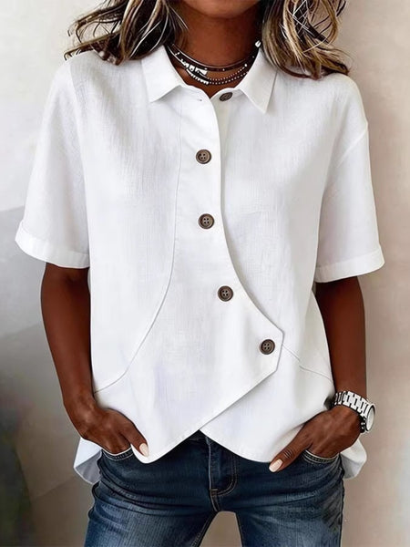 2026 Summer European and American Solid Color Irregular Shirt, Casual Versatile Style, Fashion Top