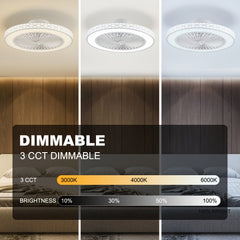 49cm Ceiling Fan with Light And Remote Control, Dimmable 3 Color Changing LED (3000K-6000K) Ceiling Fans with Lights, 6-Speed Ultra-Quiet Reversible DC Motor Ceiling Fan, Modern Fan Light for Bedroom, Living Room, Kitchen