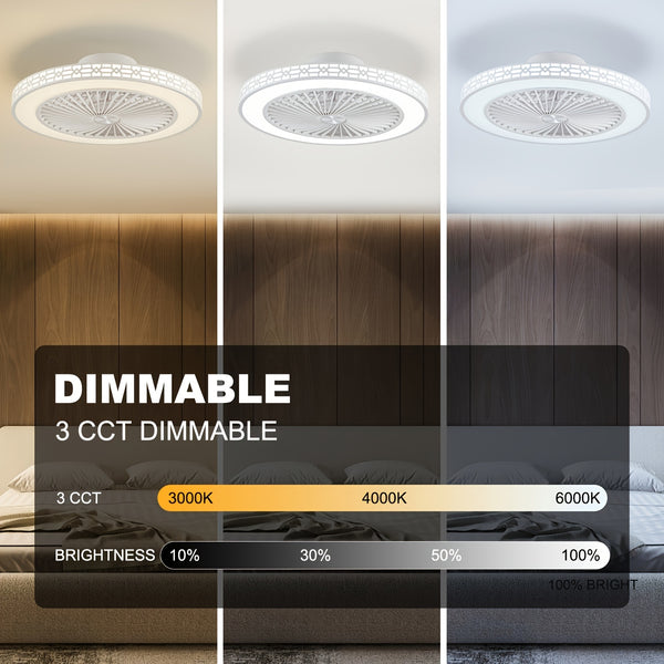 49cm Ceiling Fan with Light And Remote Control, Dimmable 3 Color Changing LED (3000K-6000K) Ceiling Fans with Lights, 6-Speed Ultra-Quiet Reversible DC Motor Ceiling Fan, Modern Fan Light for Bedroom, Living Room, Kitchen