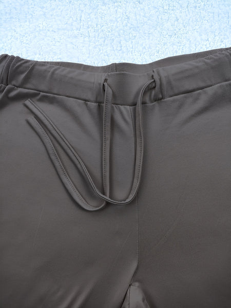 European and American Spring/Summer New Fashion Women's Bottoms: Flared Straight-Leg Pants with Classic English Text Print, Daily Casual Butt-Lifting Peach Butt Long Pants, Three-Piece Set