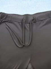 European and American Spring/Summer New Fashion Women's Bottoms: Flared Straight-Leg Pants with Classic English Text Print, Daily Casual Butt-Lifting Peach Butt Long Pants, Three-Piece Set