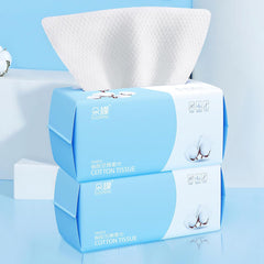 Cotton Facial Dry Wipes 100 Count, Deeply Cleansing Disposable Face Towel Cotton Tissue, Multi-Purpose for Skin Care, Make-Up Wipes, Face Wipes and Facial Cleansing