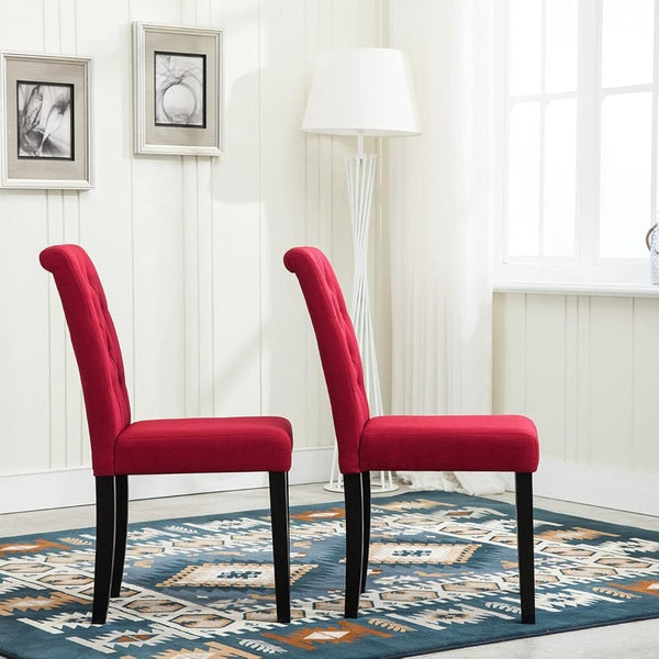 mcc direct Set of 2 Lined Fabric Dining Chairs With Solid Wooden Legs For Home & Commercial Restaurants