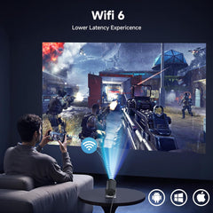 Mini Projector, Polocsh Projector Wifi6 and BT5.2, Portable Projektor 4K Support with Android 11.0, 180° Rotatable, Auto Keystone, 130″ Display and 50% Zoom,Outdoor Projector 2025 Upgrade, Steelgrey