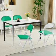 Set of 4 Folding Chairs, Faux Leather Foldable Chairs with Metal Frame and Padded Seat, Easy to Fold and Store for Home, Office, Dining and Reception