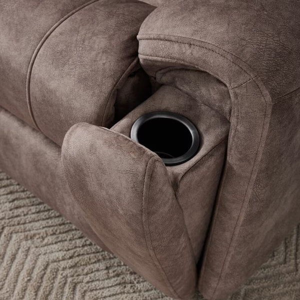 Vegas Brown Fabric Power Reclining Sectional Sofa with Storage Drawer