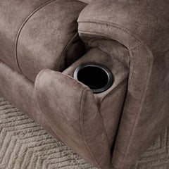 Vegas Brown Fabric Power Reclining Sectional Sofa with Storage Drawer