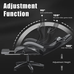 GartistGo Gaming Chair With footrest,Computer Chairs with Lumbar Cushion + Headrest, Height-Adjustable Office Chair for Adults, Girls, Boys