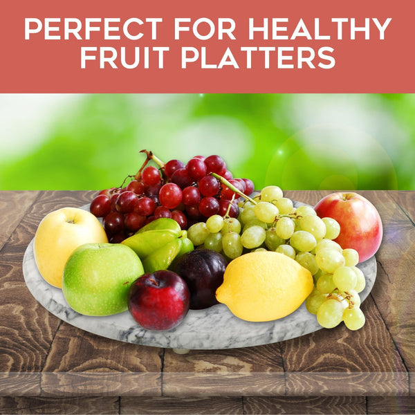 Homiu Round Marble Chopping Boards (Black/White - 25x25x2cm), Heat Resistant Worktop Protector, Cutting Board for Kitchen, Non-Slip Easy to Clean Chopping Board, Hard-Wearing Marble, Classic Elegant Design, Ideal for Gifts, Multi-use as Cheese board, Frui