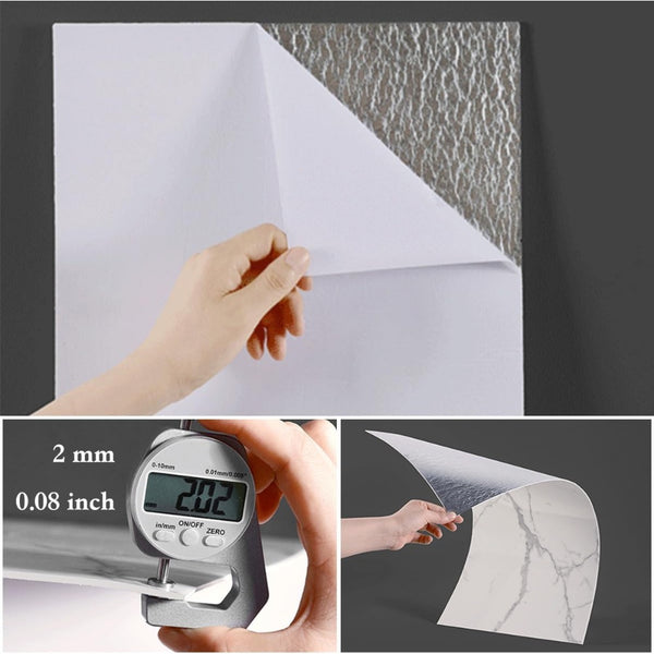 10pcs/ 12pcs Marble Pattern Self-Adhesive Wallpaper - White/ Grey/ Black (Length: 59.99 cm), Self-Adhesive PVC Wallpaper for Indoor and Kitchen Decor, Durable and Easy to Adhere, Lightweight Marble Pattern, Fashionable Accents | Self-Adhesive Wall S