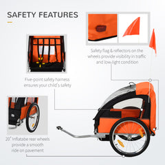 2-Seat Child Bike Trailer Bicycle Wagon for Kid W/ Seat Belt Hitch Coupler