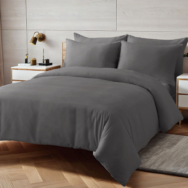 Duvet Cover Set with Matching Pillowcase Microfibre Wrinkle Resistant with Quick Popper Fastening