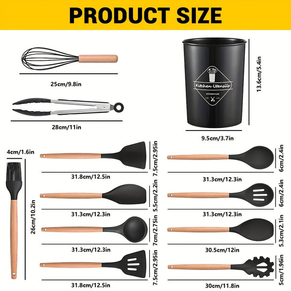 12 Silicone Kitchen Utensil Set, Non Stick Baking Cooking Utensils Cooking Spoon Tools