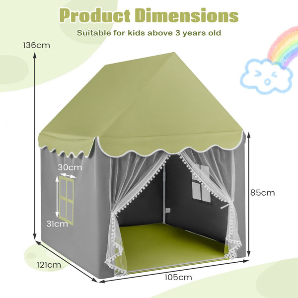 Large Kids Play House with Washable Mat and Star Lights