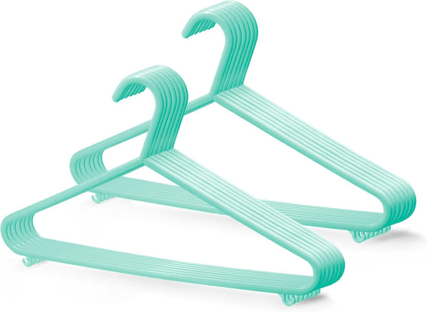 KEPLIN Adult Plastic Coat Hangers - 25Pk, Black Colour, Strong Clothes Hangers for Clothes Rail & Closet, Clothing Hanger with Suit Pants Trouser Bar and Clips, Space Saving, 37.5 Cm Wide