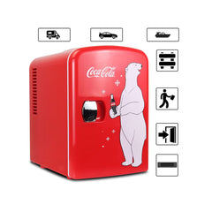 Coca Cola 4L Mini Fridge Polar Bear 6 Can 12V Portable Cooler / Warmer in Skincare Red