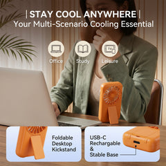 Mini Handheld Fan, 50% Smaller Portable Pocket Cooling Fan, 3-in-1 Stand Handheld Lanyard USB Fan, Summer Cooling Essential for Travel