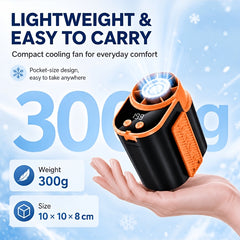 Portable Wearable Belt Fan with AI Oscillation & Flashlight - Clip-On Hands-Free Cooling System Suitable for Camping, Hiking, Night Shift, /Outdoor Use, - Fan for and Night Patrols