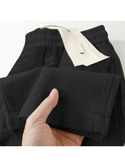 Pure Linen Wide-leg Pants for Women in Summer 2025, Straight Casual Long Pants, Fashionable and Versatile, Loose and Thin Style