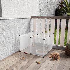 Roofed Cat Playpen System, 12/16/18 Panel Choices, Transparent Cat Enclosure with Top, Complete Kitty Condo with Top Cover, Escape-Proof Indoor Sanctuary, Top Cover Included for Small/Medium Dogs Indoor Protection & Security, Ideal for Indoor Training, Li