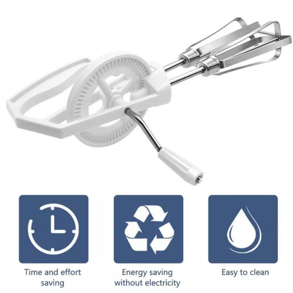 Manual Egg Whisk - Rotating Mixer for Cooking