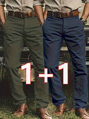 [Tongtongbang Selection OBM] 2pcs Set of Stretch Men'S Chino Pants, Light Business Semi-Formal Casual Straight Trousers