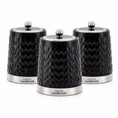 3Pcs Modern Ceramic Kitchen Canisters Set with Airtight Lids | Tea Coffee Sugar Storage Jars | Gloss Finish Countertop Containers for Home Organisation