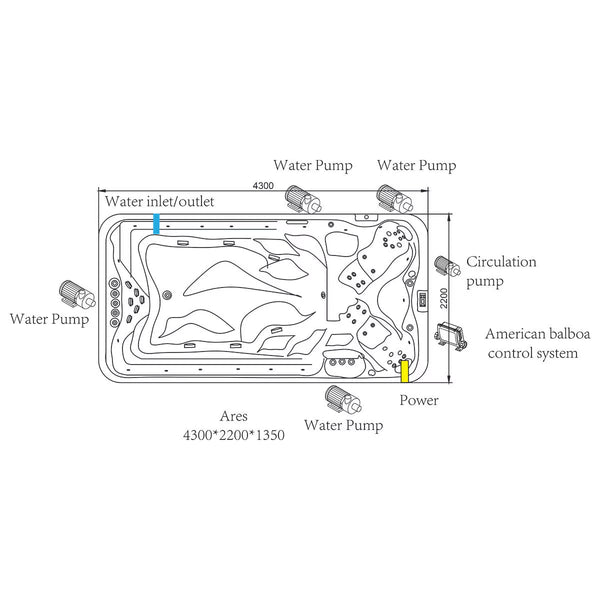 Platinum Spas Ares 14Ft (4.3M) 36-Jet, 3 Seater Swim Spa - Delivered and Installed