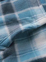 Men's Heavyweight -Lined Hooded Jacket - Full-Zip Plaid Thickened Shirt with Pockets and Adjustable Drawstring, Comfortable and Warm for Autumn and Winter