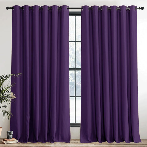 PONY DANCE Grey Blackout Thermal Insulated Curtains for Bedroom, 46 X 54 Inch Short Eyelet Curtains & Drapes, Soft Black Out 2 Panels for Window Living Room/Kitchen