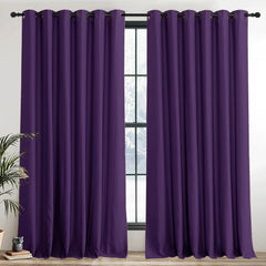 PONY DANCE Grey Blackout Thermal Insulated Curtains for Bedroom, 46 X 54 Inch Short Eyelet Curtains & Drapes, Soft Black Out 2 Panels for Window Living Room/Kitchen