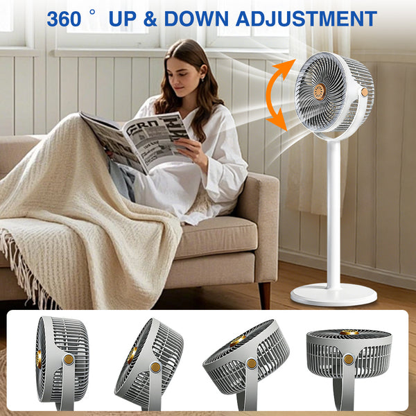 5-in-1 Floor Standing Circulating Fan, 5 Speeds Quiet Adjustable Height Fan (29.5-88cm), 360° Up & Down Tilt, Silent Stable Air Circulator Fan for Bedroom, Living Room, Office, Dorm, Portable Cooling Fan for Home, Office, Travel, Ideal for Hot Flashes, Sl