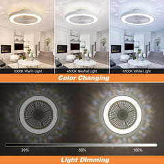 20' Low Profile Ceiling Fan with Lights And Remote Low Profile Flush Mount Ceiling Fan Light 6 Speeds 4000LM 48W Fandelier LED Fan Light Smart Timer 3000-6500K Dimmable for Dining Living Room