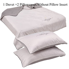 3PCS Luxury Embroidered Summer Bedding Set, Air-Conditioning Thin Quilt Set, Washed Twill Lightweight & Soft Breathable for Hot Sleepers, Machine Washable, Comtemporary Style 100% Polyester (1 Duvet + 2 Pillowcases, Without Pillow Inserts)