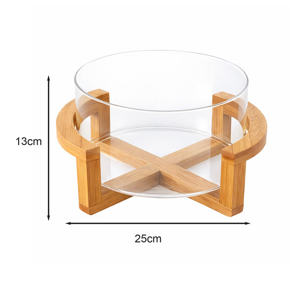 1pc Glass Serving Tray with Base - Glass Fruit Bowl & Serving Dish, Sturdy Round Snack Plate for Home, Buffet, Parties, Weddings, Dining Table - Glass Plate for Fruits, Salads,