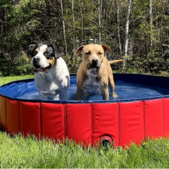 Heavy Duty Dog Swimming Pool, Dog Paddling Pool, PVC Board Pet Pool Quick Setup, Drainage Hole & Thickened Bottom For Small/Large Dogs Indoor & Outdoor Use