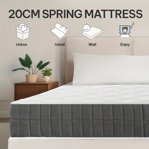 20cm Medium-Firm Spring Hybrid Mattress with Pocket Springs - Individually Responsive, & Motion Isolation, Single/Small Double/Double/King/Super King Bed Sizes, Mattress in a Box (No Heavy Lifting) for Home & Hotel