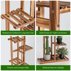 5-Tier Wood 6 Pots Plant Stand Free-Standing Display Shelf
