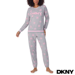 DKNY Ladies Fleece Lounge Set in Animal Print