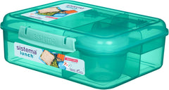 Sistema Bento Box Lunch | Bento School Lunch Box with Compartments | 1.65 L | Food Storage Container in Minty Teal | 1 Count