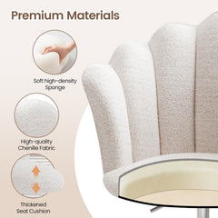 Shell-shaped Office Chair,Adjustable Chenille Swivel Chair,Soft and Flexible, Suitable for Bedrooms, Offices and Studies.