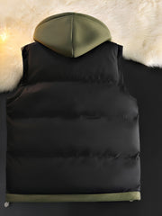Autumn and Winter Outdoor Leisure Fashion Fake 2pcs Hooded Insulated Warmth Couple's Vest