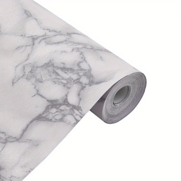 10M Self Adhesive Grey White Marble Effect Vinyl Wrap Film for Kitchen Worktops Wall Floor Sticker