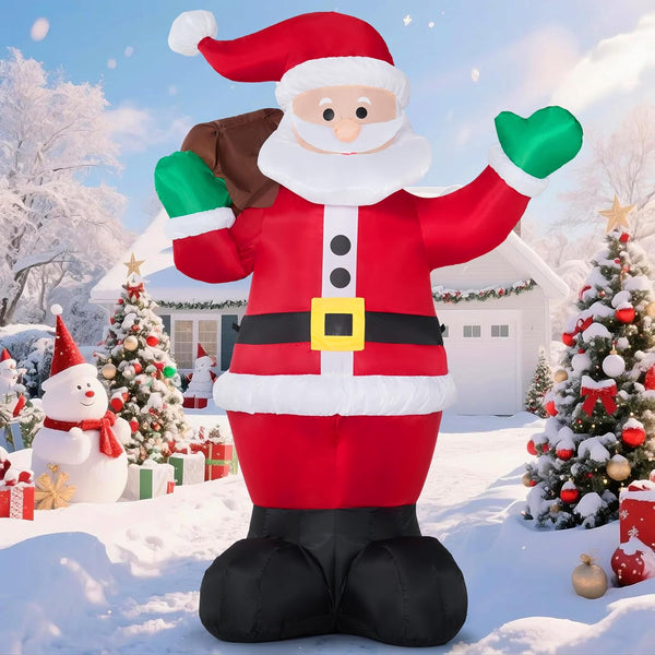 Joiedomi 6 FT Christmas Inflatable Santa with Gift Bag, Blow up Xmas Inflatable Decorations with Build in Leds for Christmas Decor, Yard Indoor Outdoor Garden Lawn Winter Decorations