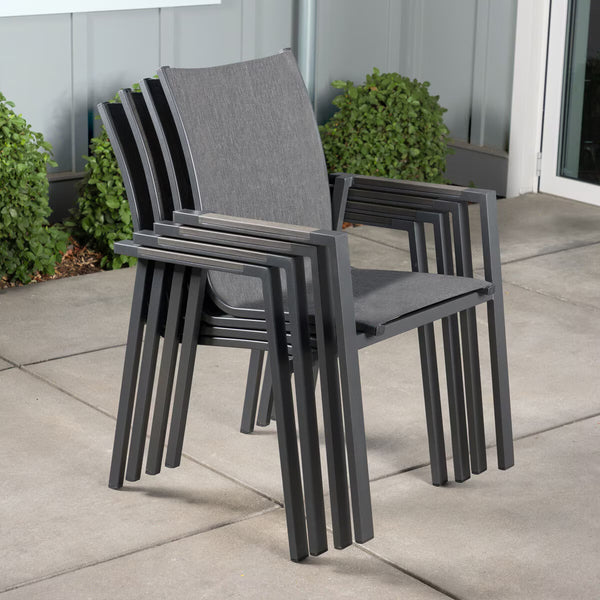 Sunvilla Dark Forest 9 Piece Extending Sling Dining Patio Set + Cover